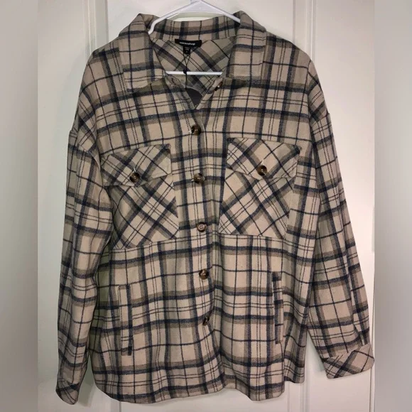 Mittoshop Plaid Flannel Shacket Jacket Size Large New - Picture 1 of 8